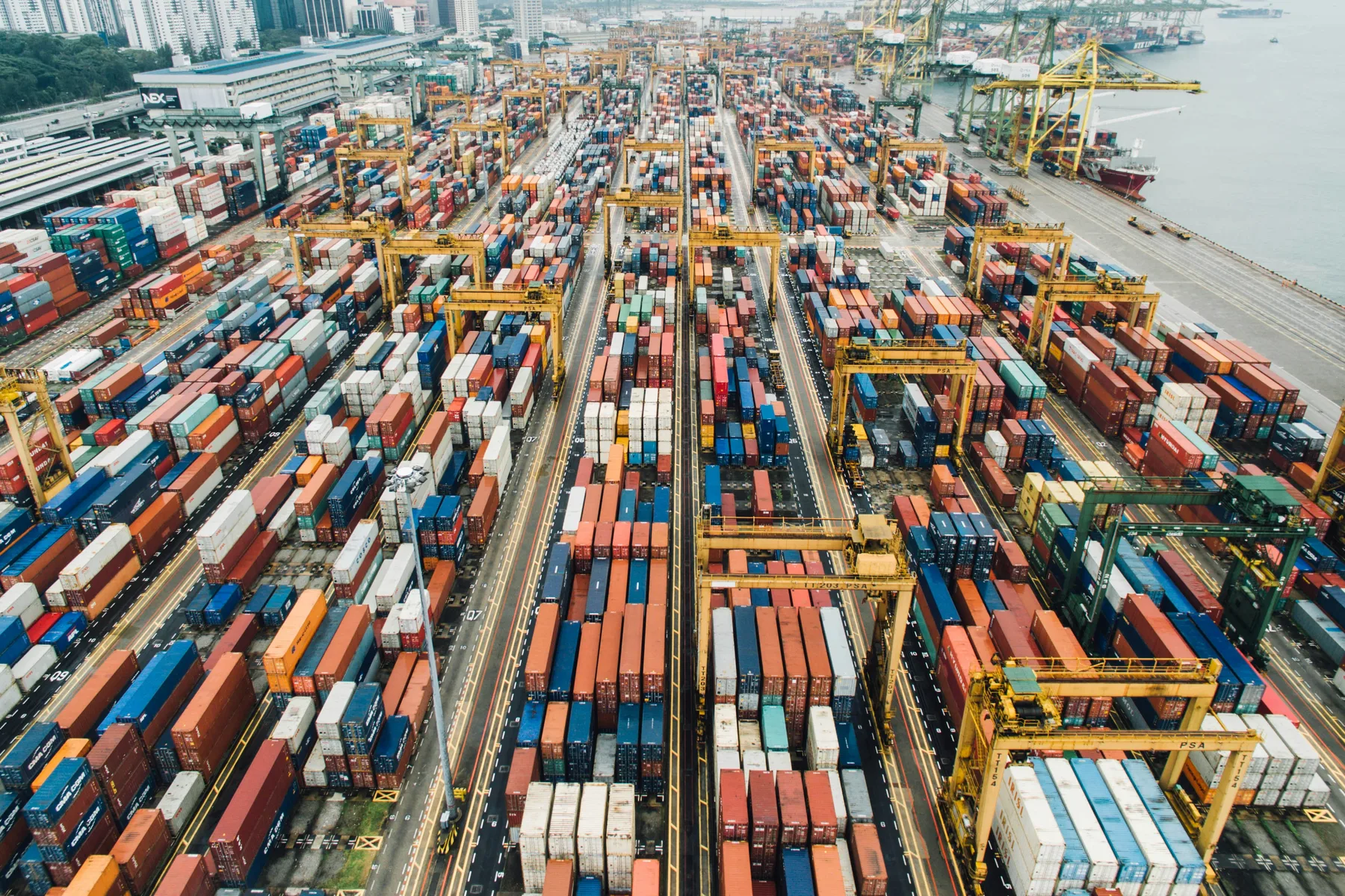 Container terminal viewed from above
